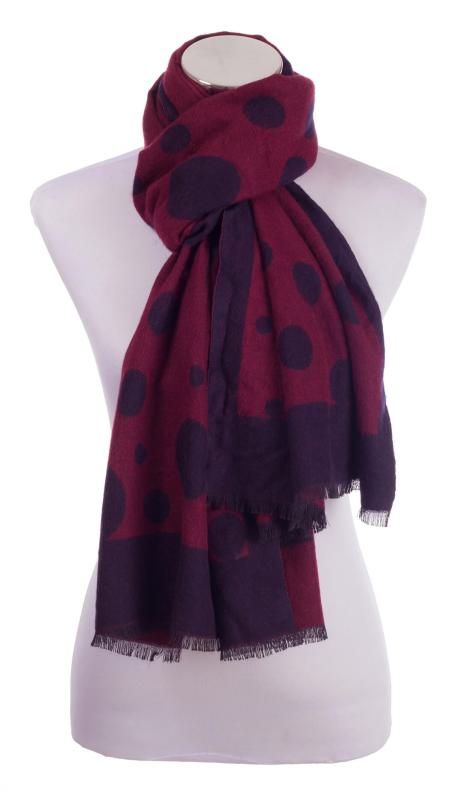 Scarf Shawl Viscos fleecy Points Red Bordeaux Navy